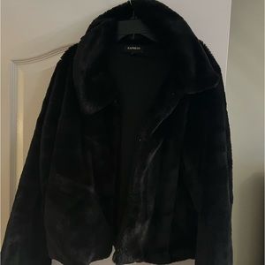 Black waist length faux fur Jacket